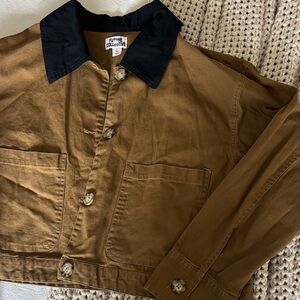 Future Collective Brown Jacket with Black Collar